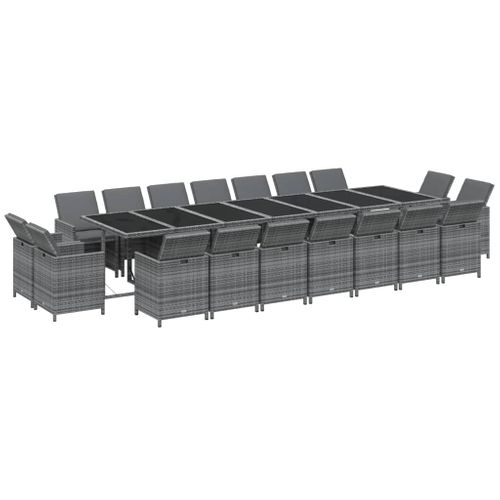 Ensemble à Dîner Salon De Jardin Meuble D'extérieur Coussins 19 Pièces Résine Tressée
