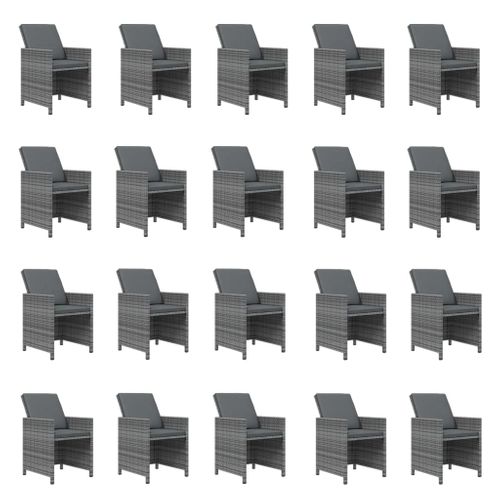 Ensemble à Dîner Salon De Jardin Meuble D'extérieur Coussins 21 Pièces Gris Résine Tr