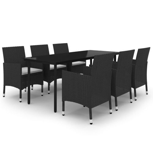 Ensemble à Dîner Salon De Jardin Meuble D'extérieur Coussins 7 Pièces Résine Tressée