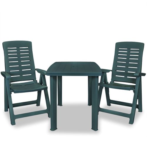 Mobilier De Bistro 3 Pièces Plastique Vert 02_0014544