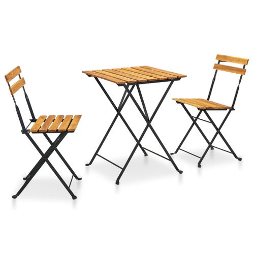 Mobilier De Bistro Pliable 3 Pièces Bois D'acacia Solide 02_0014551