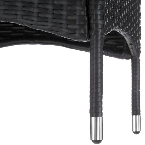 Salon De Jardin Rotin Résine Tressé Synthétique 2 Places Avec 2 Sets De Housses Noir