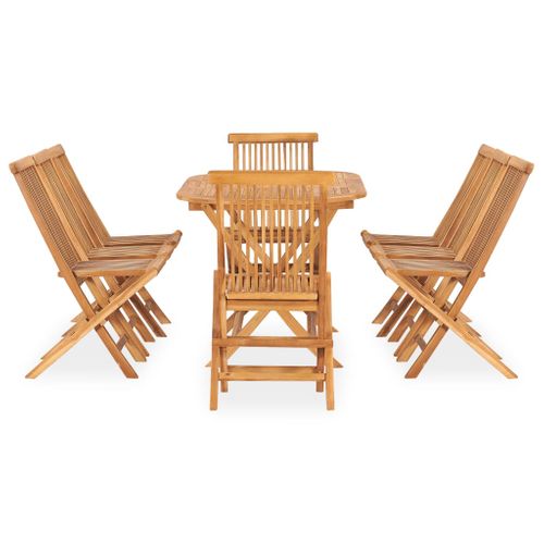 Mobilier à Dîner D'extérieur Pliable 9 Pièces Bois Solide De Teck 02_0014721