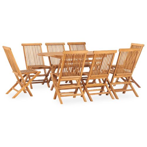 Mobilier à Dîner D'extérieur Pliable 9 Pièces Bois Solide De Teck 02_0014721