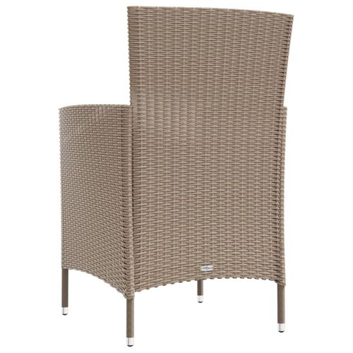 Mobilier à Dîner Salon De Jardin 3 Pièces Coussins Résine Tressée Beige 02_0014749