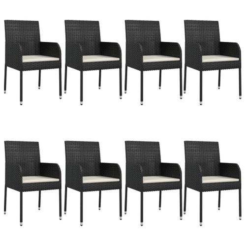 Mobilier à Dîner De Jardin 9 Pièces Et Coussins Noir Résine Tressée 02_0014831