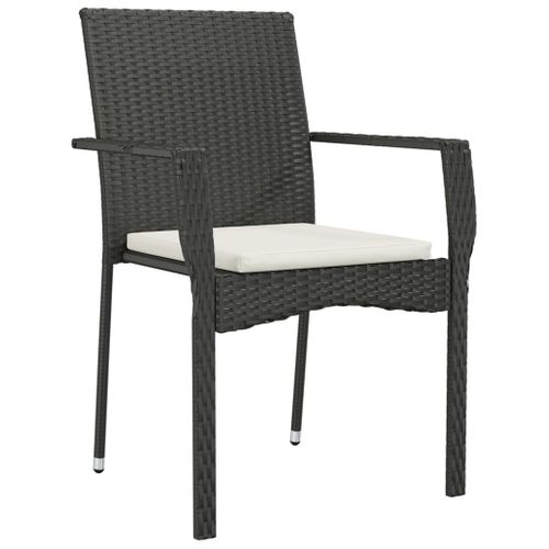 Mobilier à Dîner De Jardin Et Coussins 5 Pièces Noir Résine Tressée 02_0014872