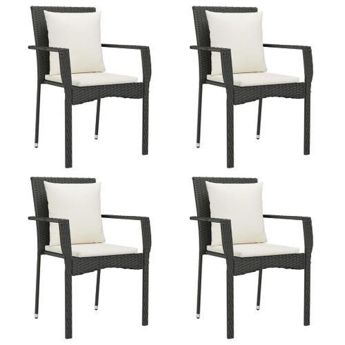 Mobilier à Dîner De Jardin Et Coussins 5 Pièces Noir Résine Tressée 02_0014873