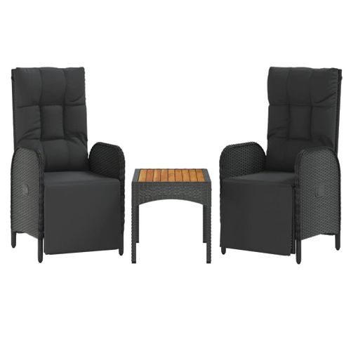 Mobilier à Dîner De Jardin Et Coussins 5 Pièces Noir Résine Tressée 02_0014890