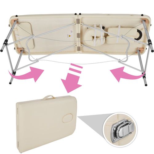Table De Massage Pliante 2 Zones Aluminium Portable + Housse Beige 2008133