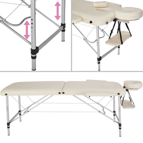 Table De Massage Pliante 2 Zones Aluminium Portable + Housse Beige 2008133