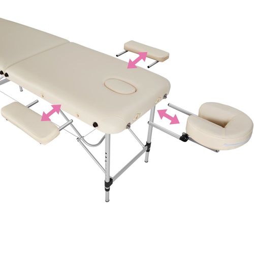 Table De Massage Pliante 2 Zones Aluminium Portable + Housse Beige 2008133