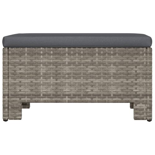 Repose-pied De Jardin Avec Coussin Gris Résine Tressée 02_0014947