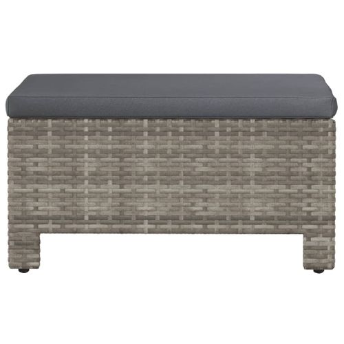 Repose-pied De Jardin Avec Coussin Gris Résine Tressée 02_0014947