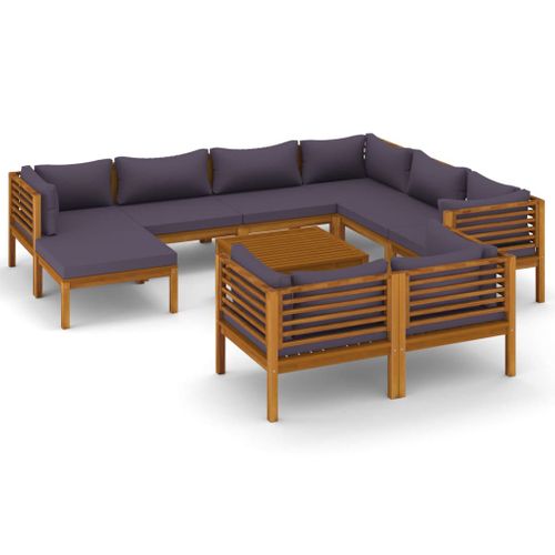 Salon De Jardin Meuble D'extérieur Ensemble De Mobilier 10 Pièces Avec Coussin Bois D