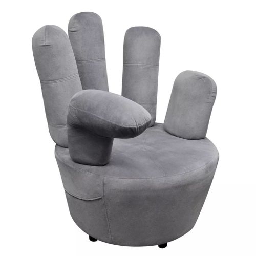 Fauteuil Chaise Siège Lounge Design Club Sofa Salon En Forme De Main Velours Gris 110