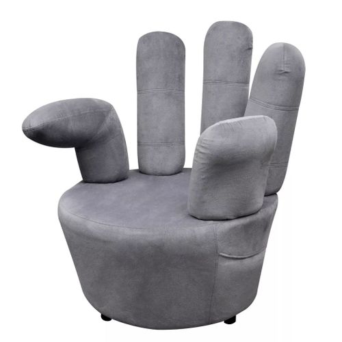Fauteuil Chaise Siège Lounge Design Club Sofa Salon En Forme De Main Velours Gris 110