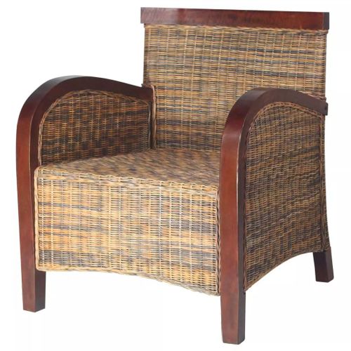 Fauteuil Chaise Siège Lounge Design Club Sofa Salon Rotin Tissé à La Main Marron 1102