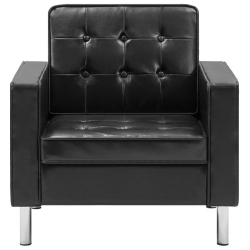 Fauteuil Chaise Siège Lounge Design Club Sofa Salon Revêtement Synthétique Noir 1102