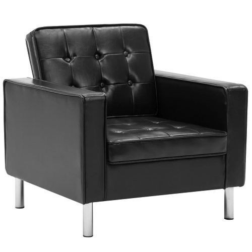 Fauteuil Chaise Siège Lounge Design Club Sofa Salon Revêtement Synthétique Noir 1102
