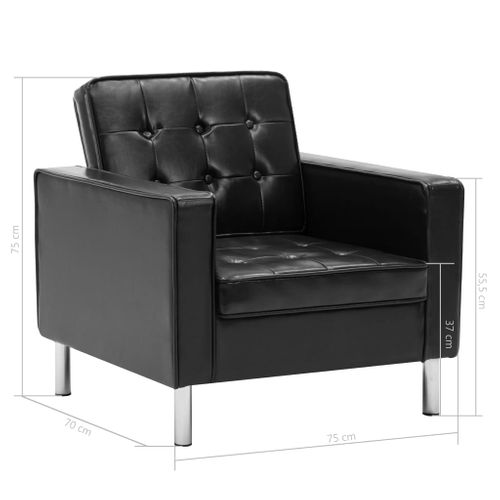 Fauteuil Chaise Siège Lounge Design Club Sofa Salon Revêtement Synthétique Noir 1102