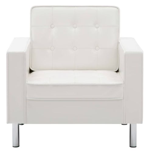 Fauteuil Chaise Siège Lounge Design Club Sofa Salon Revêtement De Synthétique Blanc 1