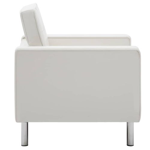 Fauteuil Chaise Siège Lounge Design Club Sofa Salon Revêtement De Synthétique Blanc 1