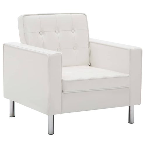Fauteuil Chaise Siège Lounge Design Club Sofa Salon Revêtement De Synthétique Blanc 1