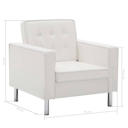 Fauteuil Chaise Siège Lounge Design Club Sofa Salon Revêtement De Synthétique Blanc 1