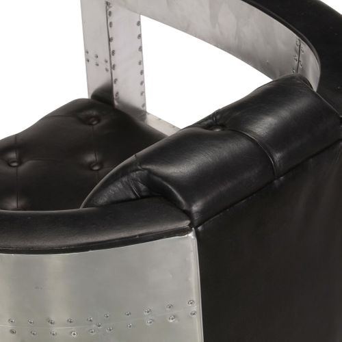 Fauteuil Chaise Siège Lounge Design Club Sofa Salon En Style D'aviation Noir Cuir