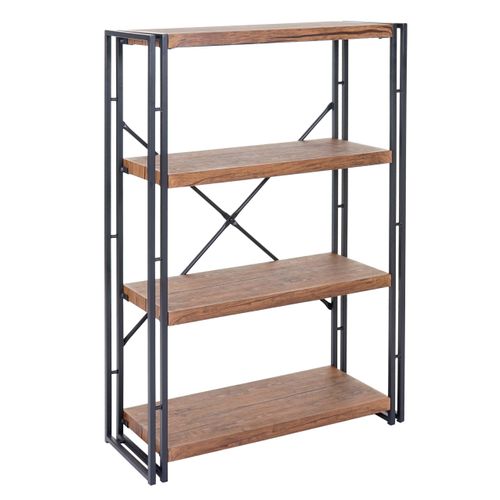 Bibliothèque Étagère De Rangement 121x80cm 4 Niveaux, Aspect Chêne Sauvage 04_0001323