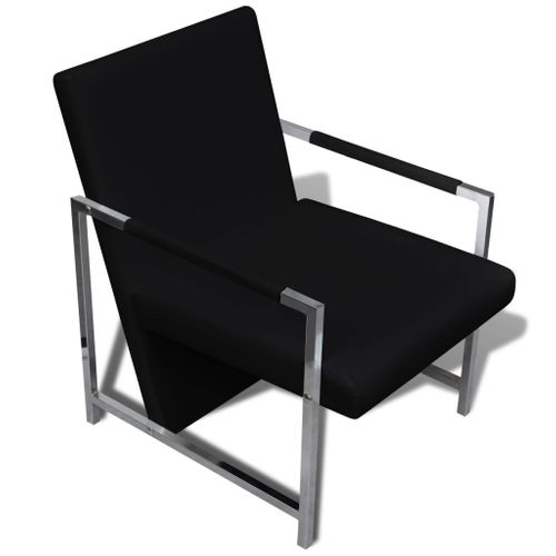 Fauteuil Chaise Siège Lounge Design Club Sofa Salon 2 Pièces Avec Cadre Chromé Cuir Synt