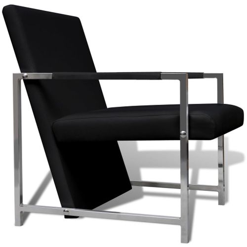 Fauteuil Chaise Siège Lounge Design Club Sofa Salon 2 Pièces Avec Cadre Chromé Cuir Synt