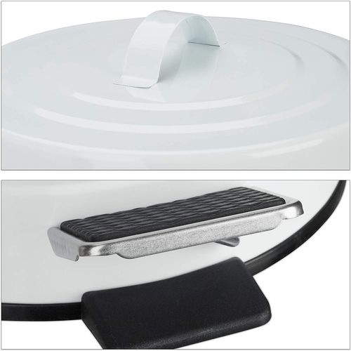 Poubelle à Pédale Vintage Cuisine Salle De Bain En Métal 5 Litres Blanc 13_0002319_2