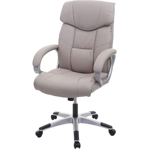 Fauteuil Chaise De Bureau Sur Roulettes Pivotante Hauteur Réglable Synthétique Taupe-gris 04_00018
