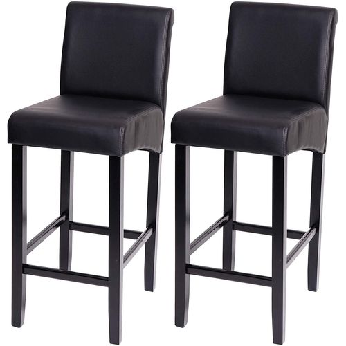 Lot De 2 Tabourets De Bar En Synthétique Noir Mat Pieds Foncé Avec Repose Pieds Tdb04010