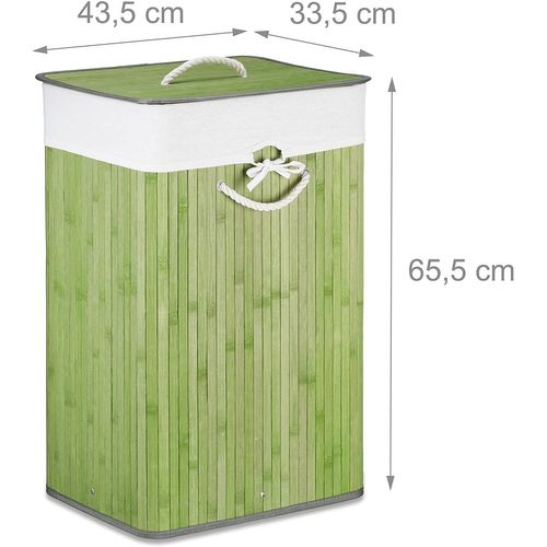 Panier Corbeille à Linge Rectangle Avec Sac Coton 65,5 Cm Bambou Vert 13_0001905_9