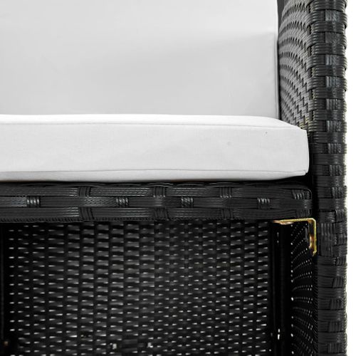 Salon De Jardin Meuble D'extérieur Ensemble De Mobilier 13 Pièces Avec Coussins Résine Tressée Noir