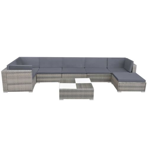 Salon De Jardin Meuble D'extérieur Ensemble De Mobilier 8 Pièces Avec Coussins Résine