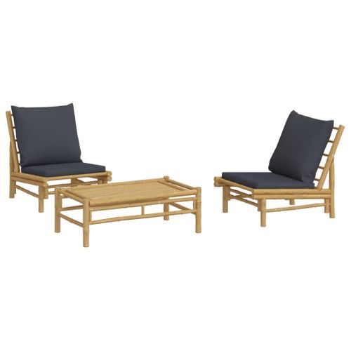 Salon De Jardin Meuble D'extérieur Ensemble De Mobilier 3 Pièces Avec Coussins Gris F