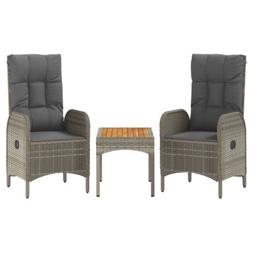 Salon De Jardin Meuble D'extérieur Ensemble De Mobilier 3 Pièces Avec Coussins Gris R