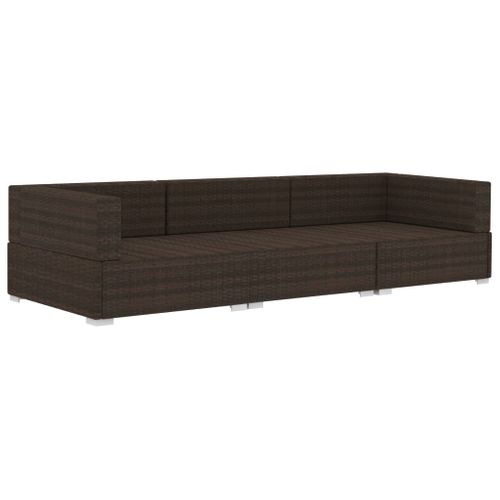 Salon De Jardin Meuble D'extérieur Ensemble De Mobilier 3 Pièces Avec Coussins Résine Tressée Marron