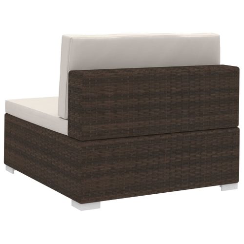 Salon De Jardin Meuble D'extérieur Ensemble De Mobilier 3 Pièces Avec Coussins Résine Tressée Marron