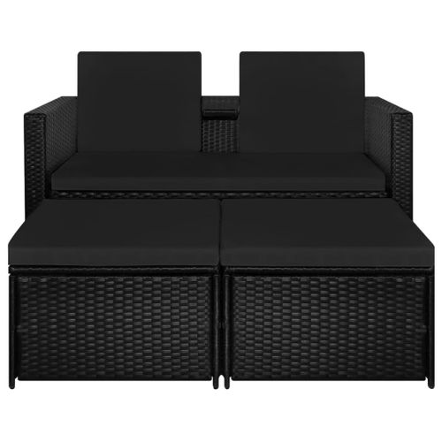 Salon De Jardin Meuble D'extérieur Ensemble De Mobilier 3 Pièces Avec Coussins Résine