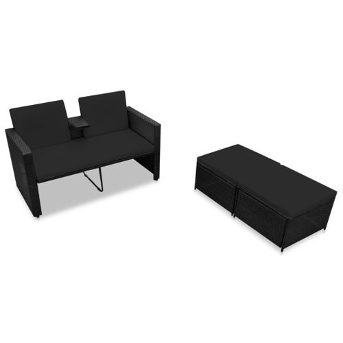 Salon De Jardin Meuble D'extérieur Ensemble De Mobilier 3 Pièces Avec Coussins Résine