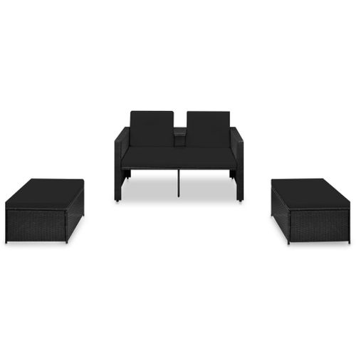 Salon De Jardin Meuble D'extérieur Ensemble De Mobilier 3 Pièces Avec Coussins Résine