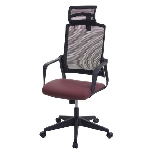 Fauteuil De Bureau Ergonomique Pivotante Avec Accoudoirs Et Dossier En Tissu Mesh Bordeaux-rouge 0