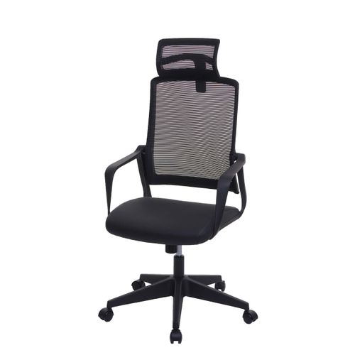 Chaise De Bureau Pivotante Appui-tête Ergonomique Synthétique Et Tissu Mesh Noir 04_0001882