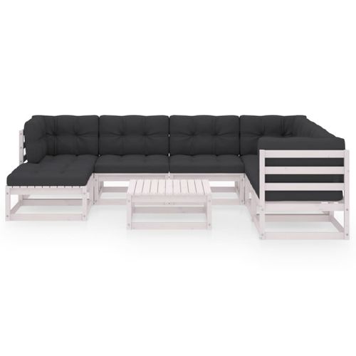 Salon De Jardin Meuble D'extérieur Ensemble De Mobilier 8 Pièces Avec Coussins Bois D