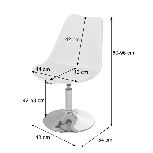 Chaise Pivotante Cuisine Salle à Manger Réglable En Hauteur Synthétique Gris Foncé Pied Chromé 04_